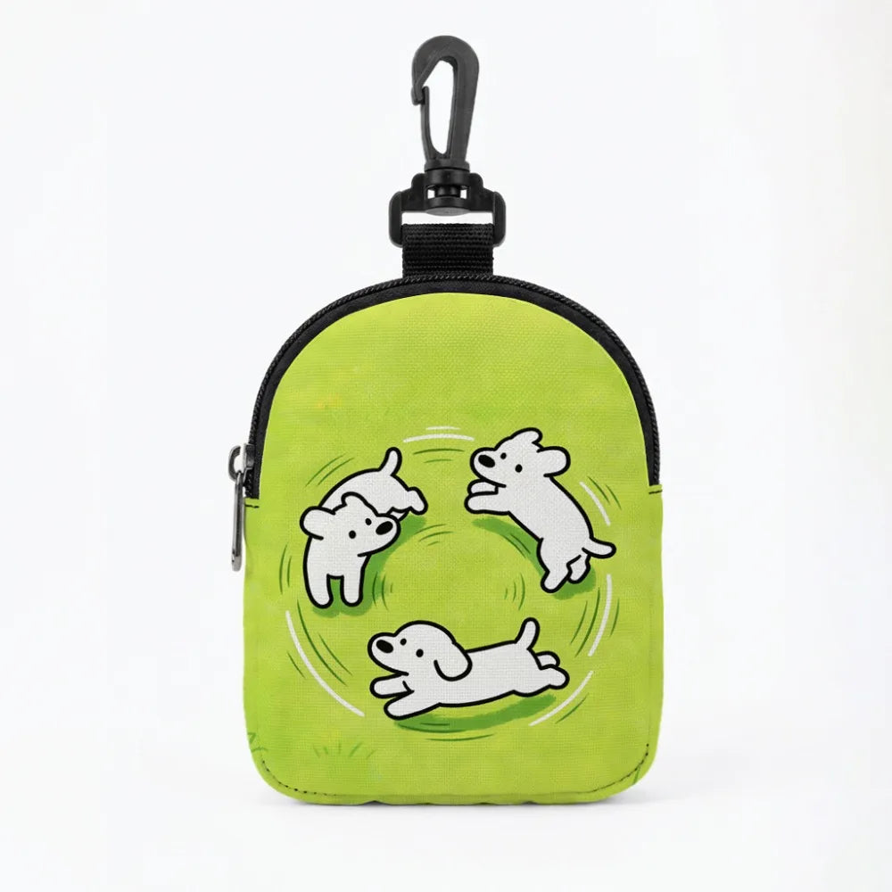Portable Dog Training Snack Bag Cartoon Pattern Waterproof Dog Treat Pouch with Hook Buckle Leak-proof Pet Food Storage Bag