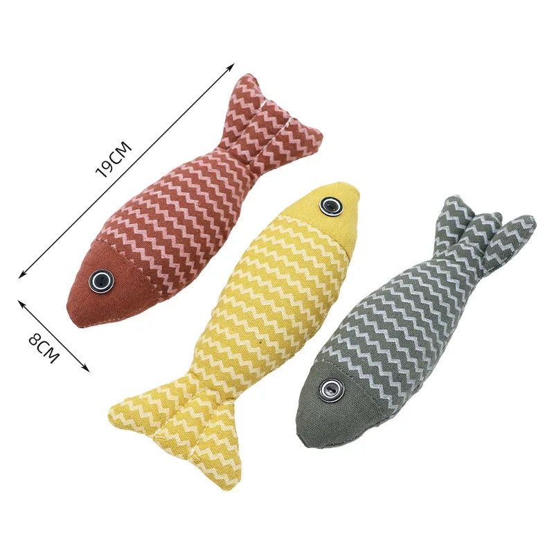 Catnip Simulation Fish Plush Cat Chew Toy — Teeth Grinding Self-Enjoyment Cotton Toy for Kittens