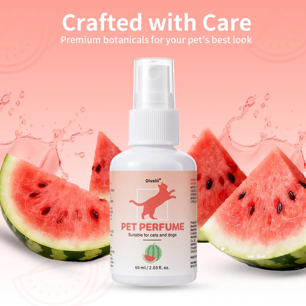 Watermelon Scent Pet Perfume Cologne Long Lasting Fragrance Deodorizing Freshening Spray for Dogs And Cats Home Pet Care