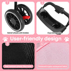 Pet Stroller for Small & Medium Dogs Cats Foldable Stroller with Breathable Mesh Storage Basket  Cup Holders  Travel Pet Carrier