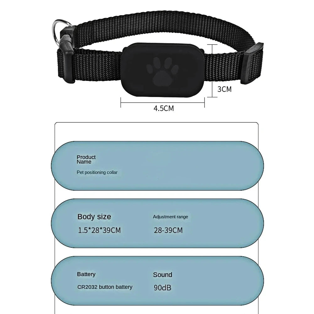 Smart Waterproof GPS Pet Tracker Collar with Safety Buckle - Anti-Loss Adjustable Collar Accessory for Cats & Dogs