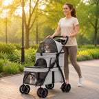 Double-Deck Pet Stroller Lightweight Small Dog Feline Stroller Pet Transport Lockable Wheels Removable Liner for Travel