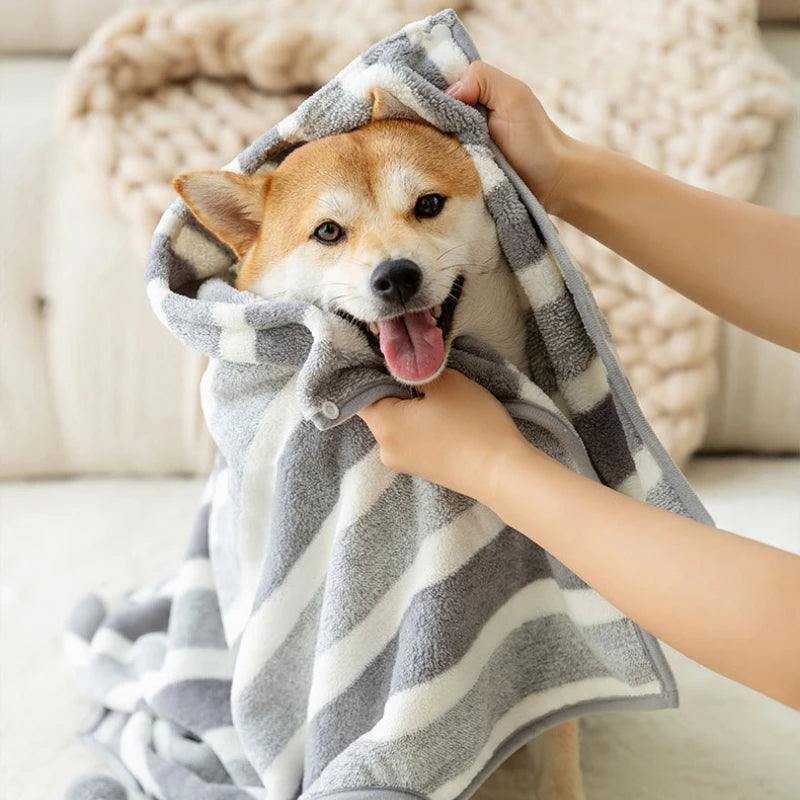 Pet Bathrobes Super Absorbent Dog Quick Drying Coral Fleece Bath Towels Dog Products Shower Sets Suitable Medium Large Dogs/cats