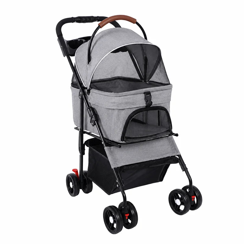 Detachable Dog Stroller 2-in-1 Pet Carrier & Stroller Foldable Lightweight 4 Wheel for Small Dogs Cats Portable Travel Pet Pram