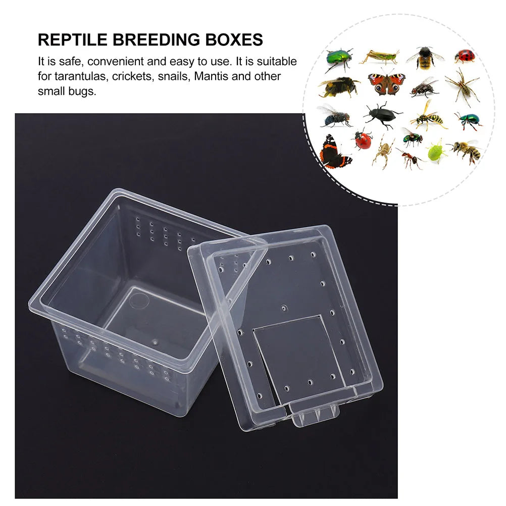 20 Pcs Reptile Enclosure Tank Clear Box Small Cage Plastic Container Feeding Snake Lizard Terrarium Insect Breeder Pet