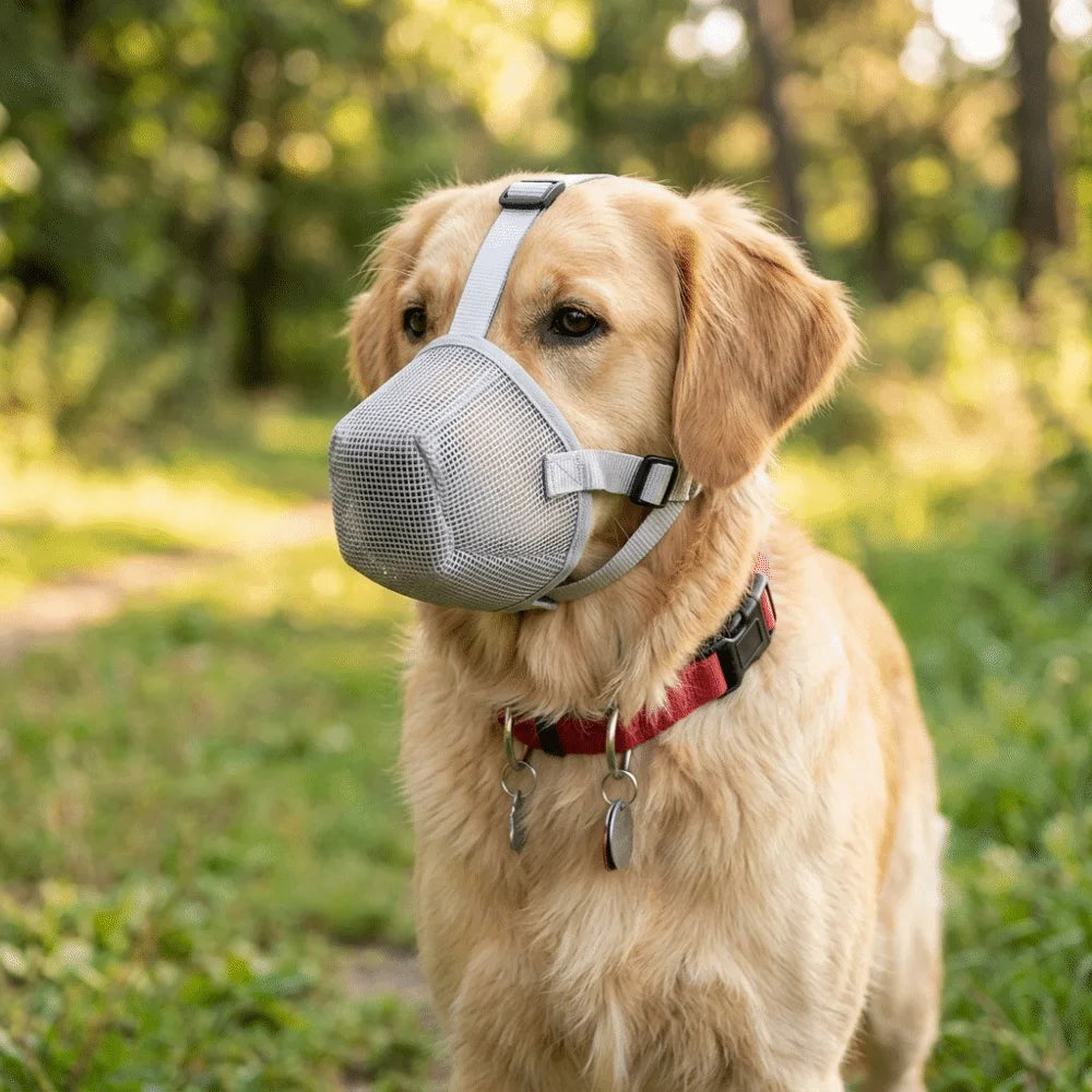 Air Mesh Dog Mouth Cover Adjustable Strap Soft Flexible Dog Anti Bite Guard Lightweight Multi-size Air Flow Dog Muzzle