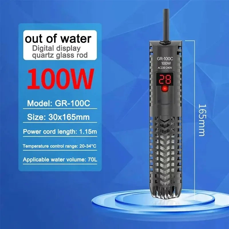 Aquarium Submersible Heater with LCD Display (500W, Digital Adjustable Temperature)
