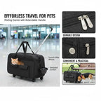 Pet Travel Crate with Wheels (23 Inch, 35lbs Capacity, Telescopic Handle)