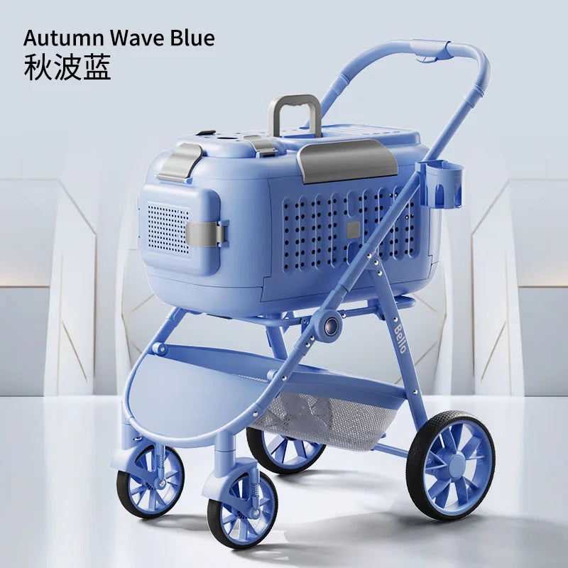 STLFBello Plastic Basket Pet Stroller Cat Poussette Chien Dog Stroller Rabbit