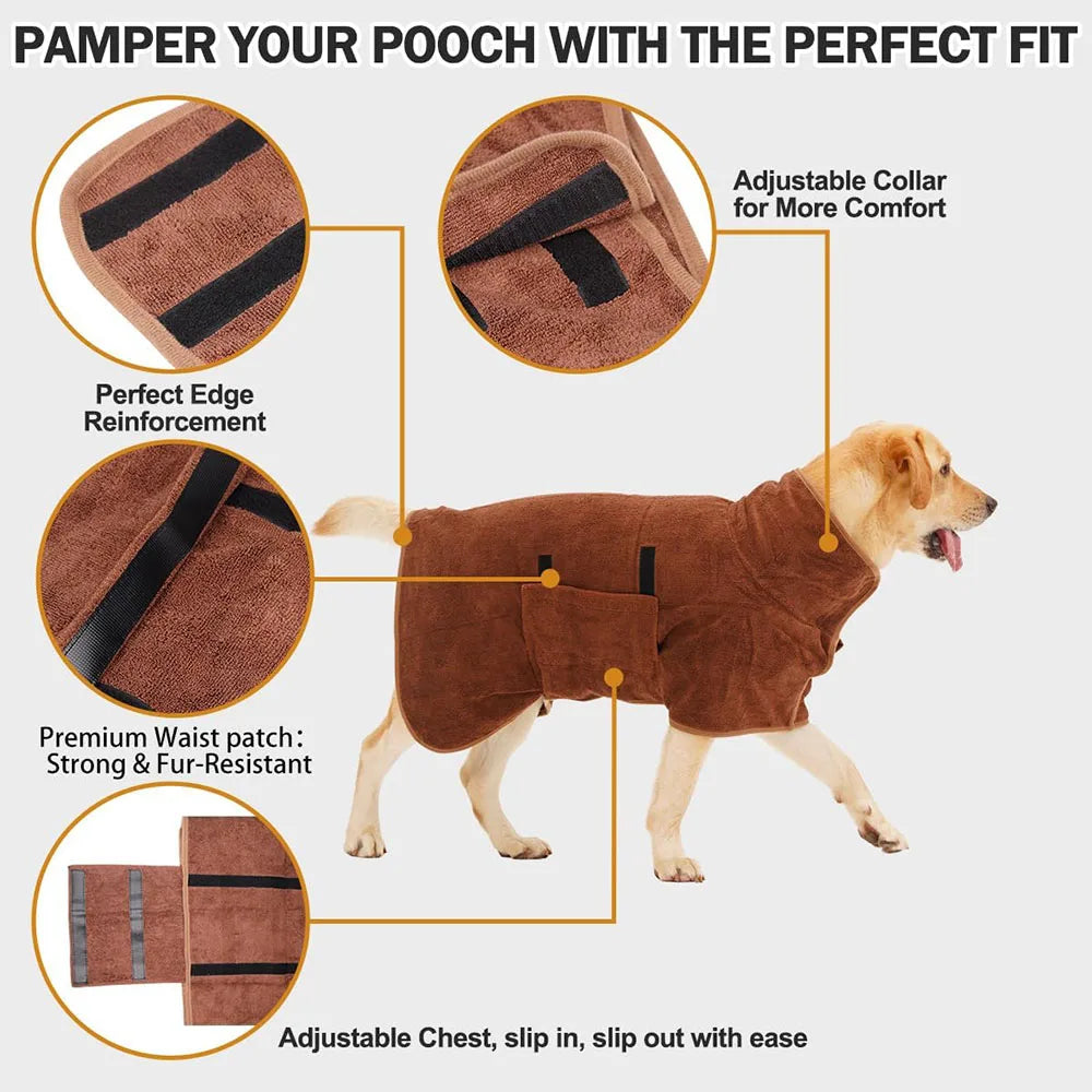 Dog Bathrobe Absorbent Pet Quick Drying Bath Towel Dog Bath Towel Large Small Dogs Clean Absorbent Bathrobe Full Body Wrap Cat