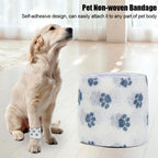 Elastic Fiber Pet Self-adhesive Bandage Non-woven Fabric Breathable Dog Paw Wrap Printed Paw Pattern Stretchable