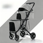 Double Pet Stroller for Dogs and Cats Travel Carriage with Safety Beltsand 4 Lockable Wheels  Foldable for Multi-Pet Medium