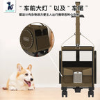 Portable Pet Rolling Carrier Foldable Small Dog Outdoor Stroller Detachable Single Shoulder Cat Handbag For Travel