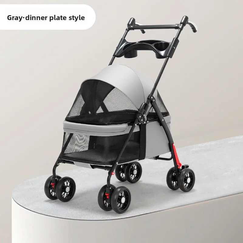 Pet Stroller Dog Cat Travel Light Foldable Outdoor Lightweight Portable Small Dog Cart Pet Trolley Pet Stroller Outdoor Pet Car