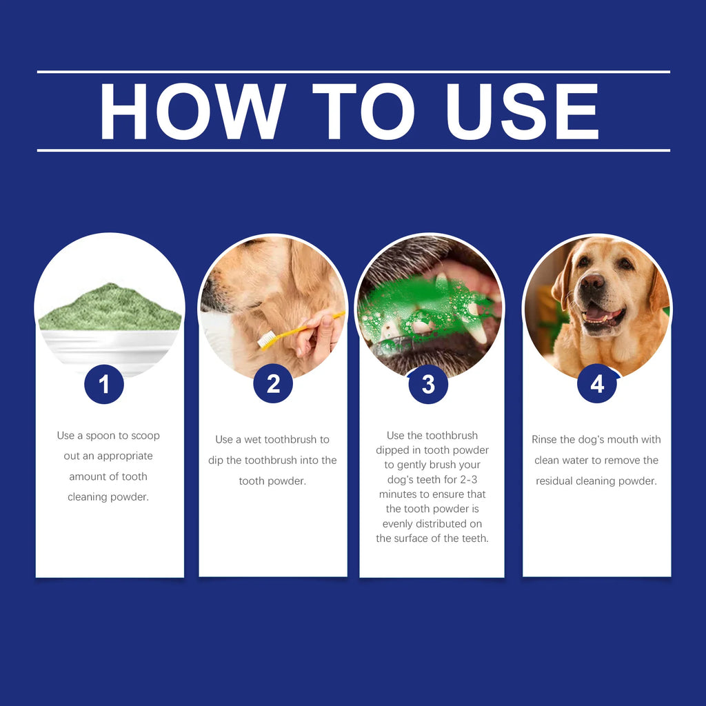 Pet Tartar Removal Tooth Powder Cleans Pet Teeth Removes Stains Tartar Keeps Teeth White Controls Odor Fresh Breath Tooth Powder