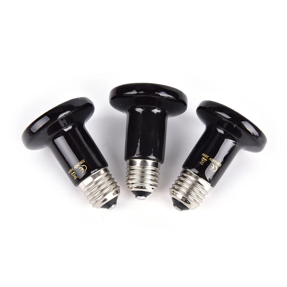 50/75/100W Reptile Heat Lamp Black Infrared Ceramic Emitter Heat Light Bulb Pet Brooder Touch Lamp For Chameleon Cage Snake Tank