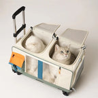 Extra Large Cat Carrier with Wheels - Foldable Pet Stroller for 2 Cats, Breathable Dog Travel Backpack Trolley Pushcart