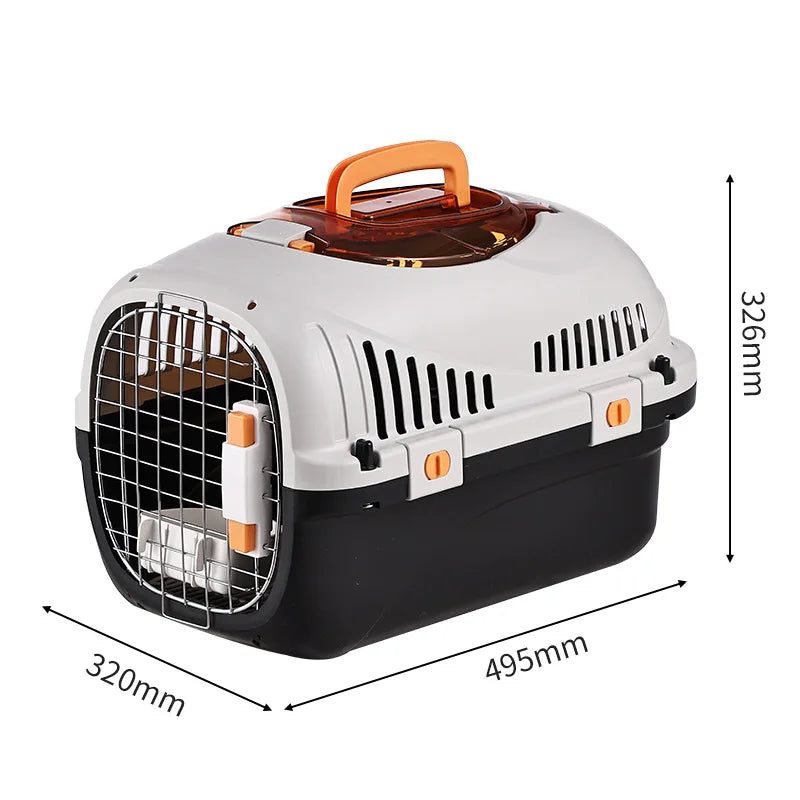 Pet Carrier with Skylight, Portable Cat and Dog Travel Crate, Fashionable Airline Approved Pet Kennel for Small Animals