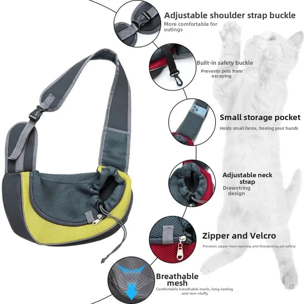 Hands-Free Puppy Carrier Backpack Breathable Oxford Cloth Cat Carrying Bags Crossbody Bag Multi-size Travel Shoulder Bag