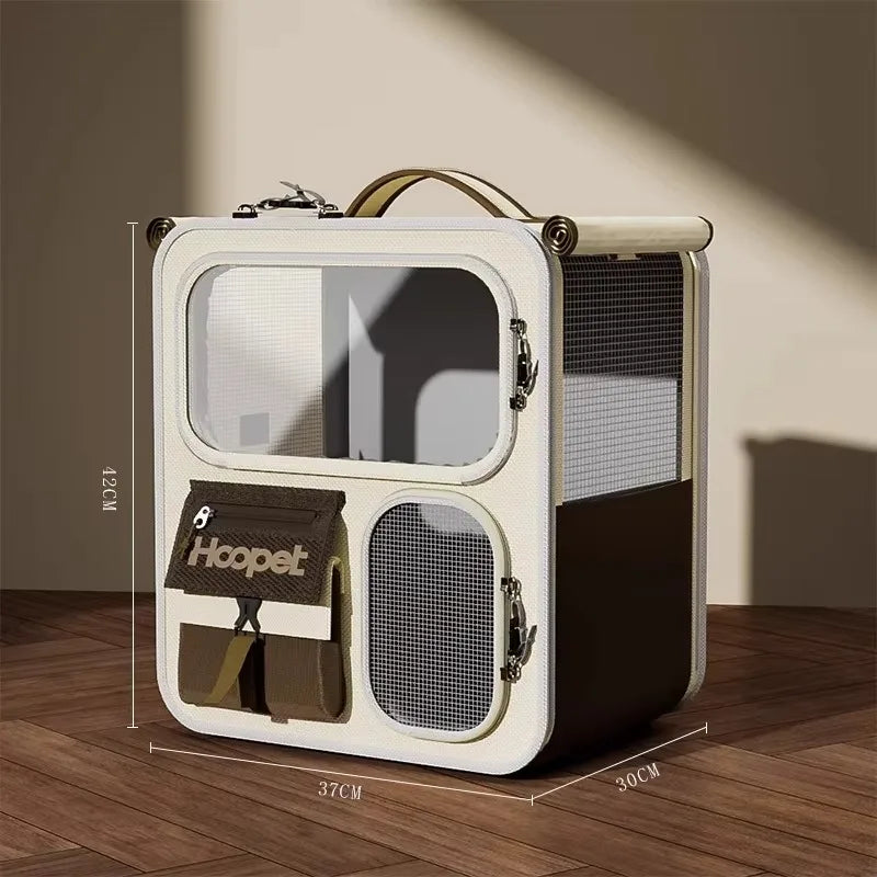 High Quality Durable Large Storage with Feeding Window Bag Ventilated Breathable Pet Carrier Backpack with Wheels