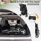 Beyondgoing Adjustable Waterproof Foldable 3-Wheel Pet Stroller For Cats Dogs With Removable Cage Carrier