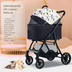 2026 Lightweight Pet Stroller for Dogs and Cats Detachable Foldable Small Cart Portable Walker for Pets Going Out Pet Trolley