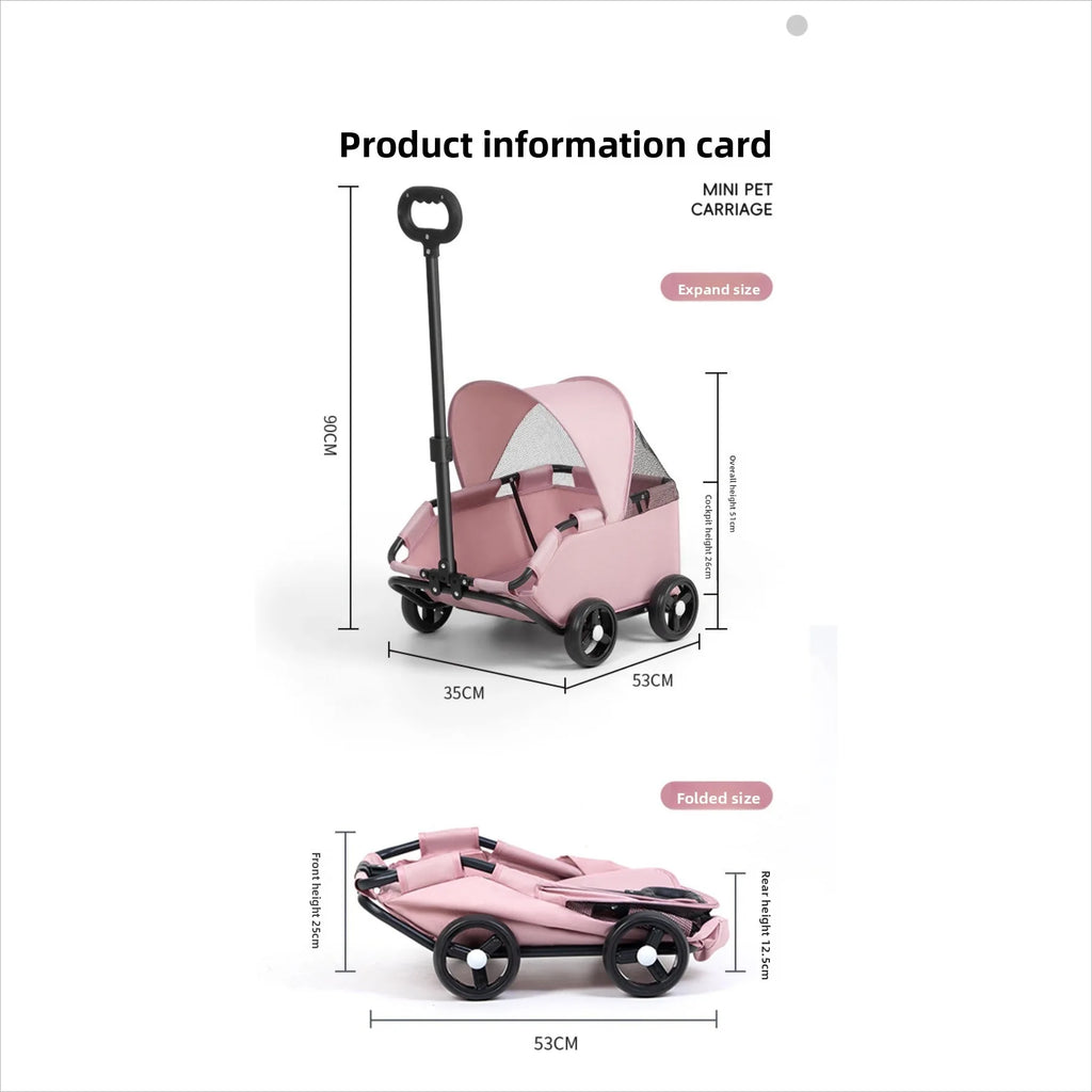 Small Pet Stroller for Dogs Cats Teddy Portable Foldable Outdoor Puppy Cat Carrier Travel Hand Pushchair