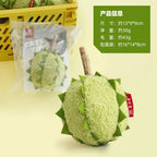 Plush Fruit Cat Chew Toy Set — Quiet Bite-Resistant Mangosteen & Durian Simulation Toys