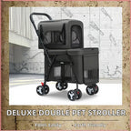 Luxury Double-Layer Eco-friendly ABS Material 4-Wheel Pet Stroller Small Large Dogs Cats Lightweight Travel Pet Carriers