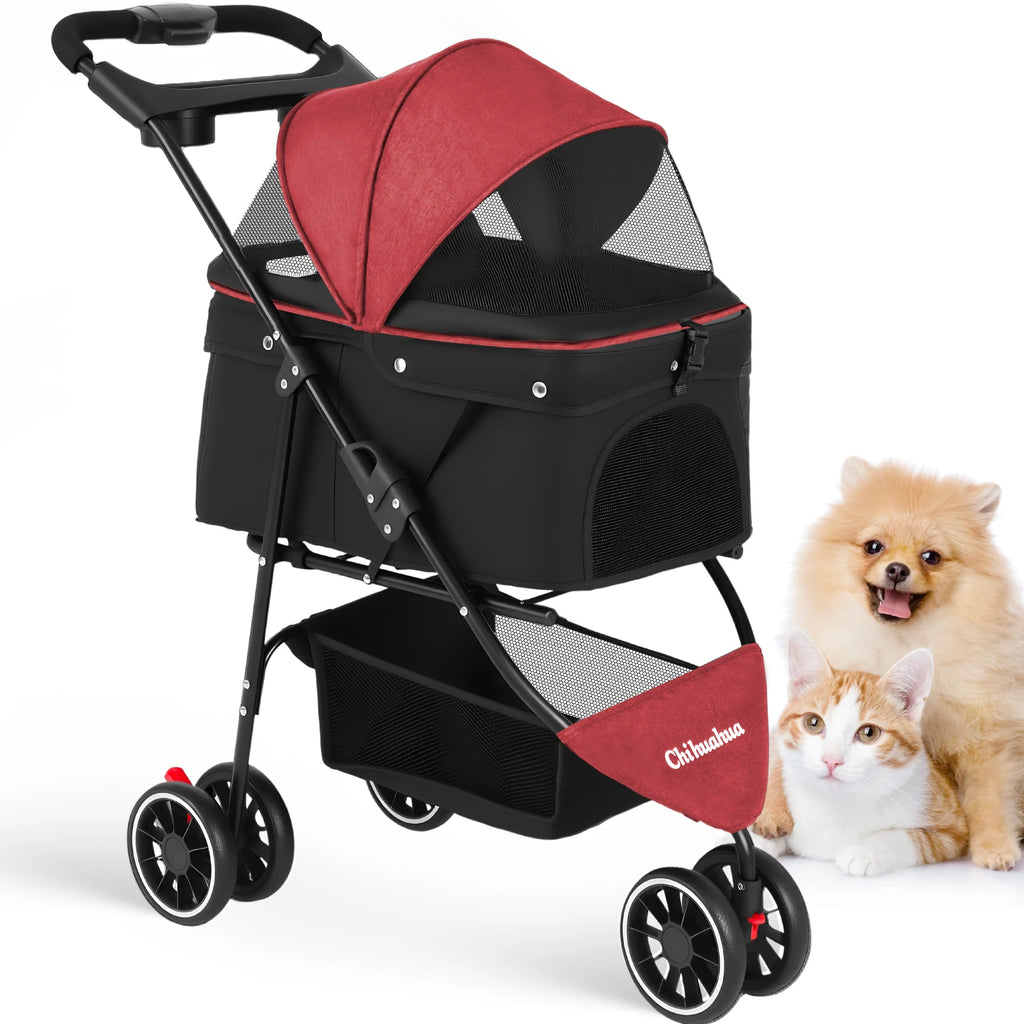 Portable Foldable Pet Stroller with Canopy (Small Dogs & Cats)