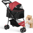 Portable Foldable Pet Stroller with Canopy (Small Dogs & Cats)