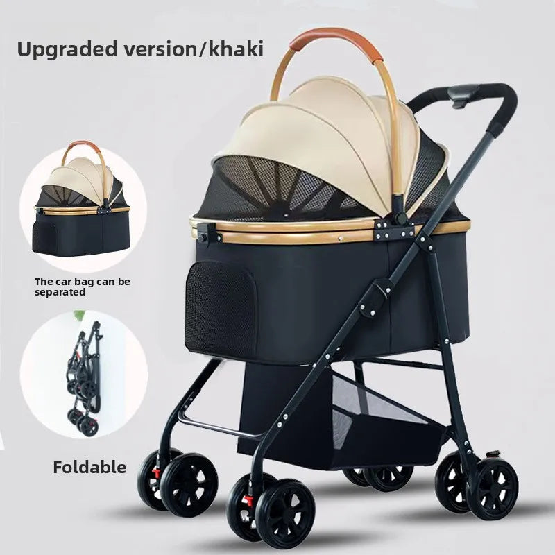 Pet Stroller Lightweight Foldable Detachable Cage Outdoor Travel Small Dogs Cats Teddy Pet Trolley Dog Stroller Pet Stoller
