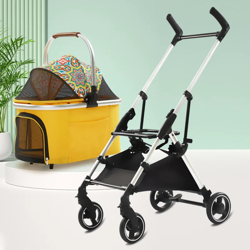 Pet Stroller Small Dog Cat Outdoor Lightweight Foldable Swivel Wheels Trolley Bag for Pet Dog Trolley Pet Stroller