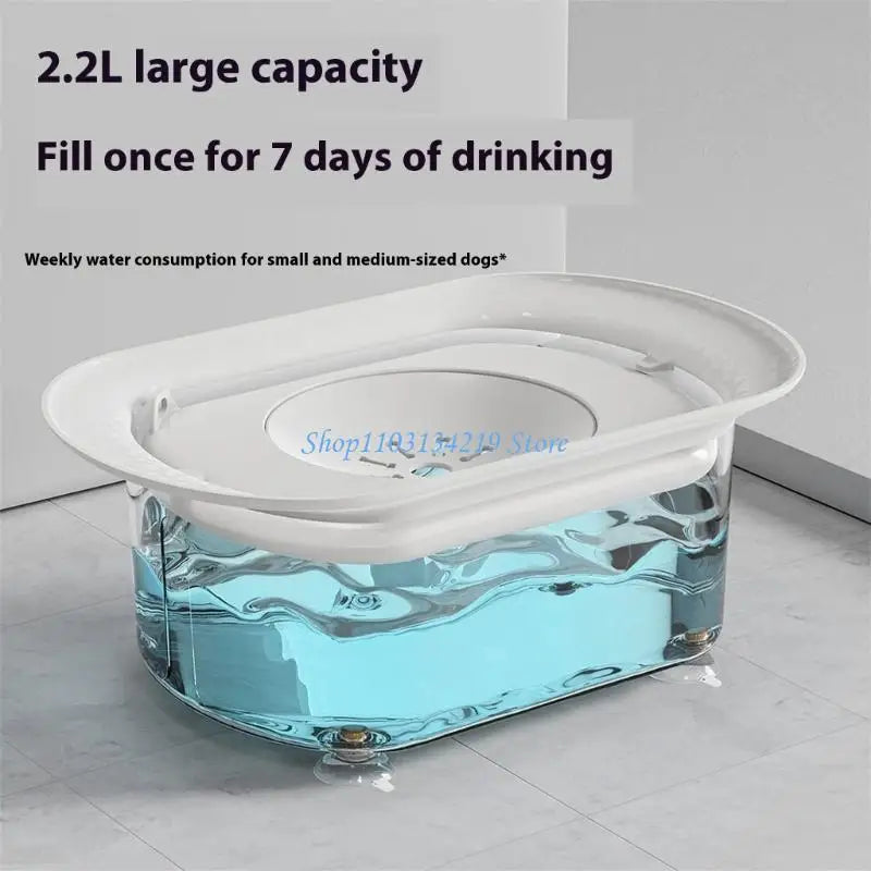 N5KC Spill-Resistant Pet Dog Dish (2200ml, Slip-Proof Base)