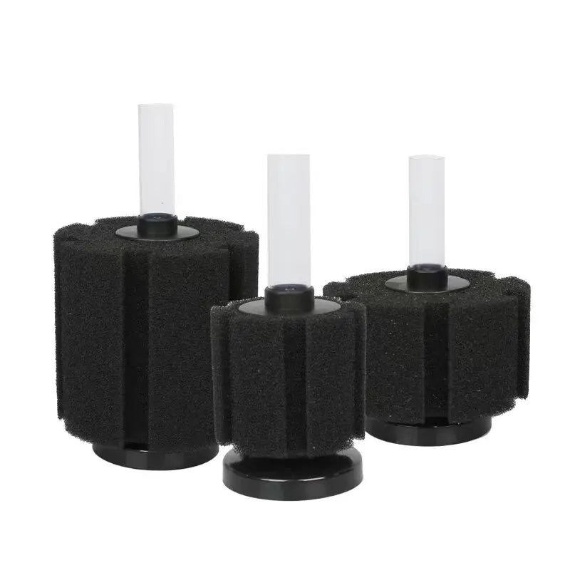 Black Bio Sponge Aquarium Filter (Air Pump Driven, Corner Skimmer, Biochemical Media)