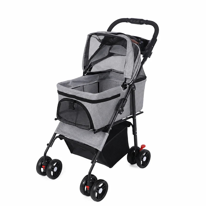 Detachable Dog Stroller 2-in-1 Pet Carrier & Stroller Foldable Lightweight 4 Wheel for Small Dogs Cats Portable Travel Pet Pram