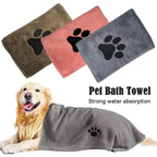 35*75cm/50*100cm Microfiber Pet Bath Towel Embroidered Super Soft Absorbent Cat for Dogs Grooming Supplies