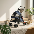 Foldable Pet Stroller Lightweight Feline and Dog Stroller Compact Ventilated for Cats, Outdoor Walking, Travel