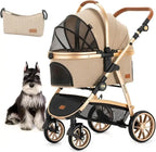 High Quality Luxury Pet Stroller for Small Medium Dogs Large Cats with Removable Carrier