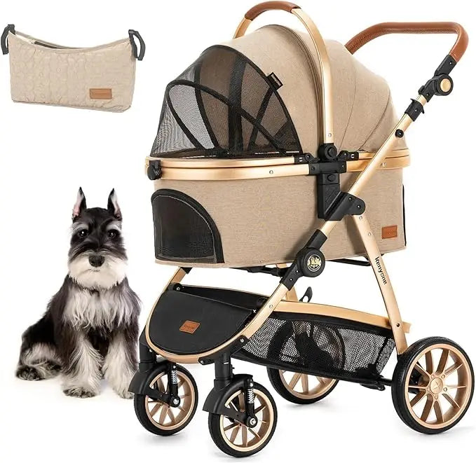 High Quality Luxury Pet Stroller for Small Medium Dogs Large Cats with Removable Carrier
