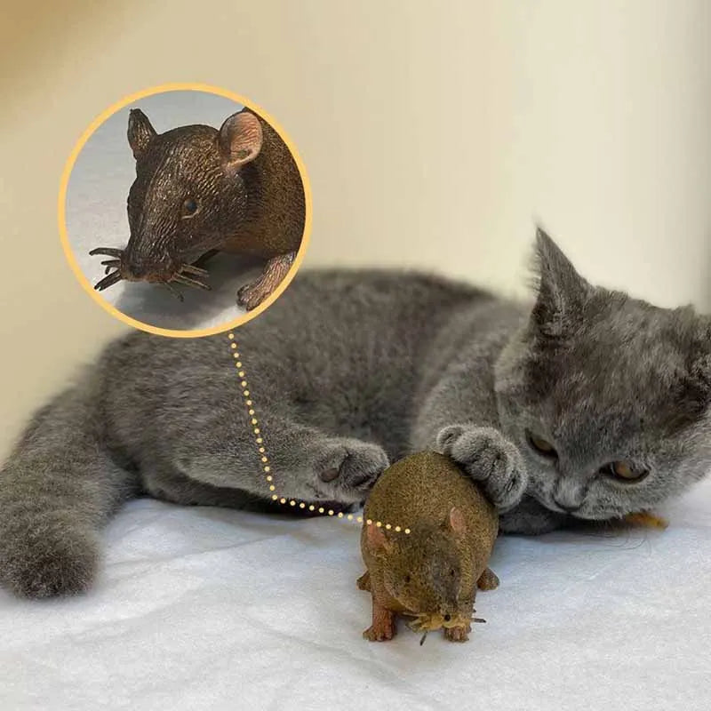 Simulation Mouse Rubber TPR Cat Toy for Indoor Play — Bite-Resistant Halloween Prank Rat Model