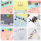 Gradient Feather Cat Teaser Wand Toy — Colorful Interactive Rod Stick for Cats (1–50 Pack)