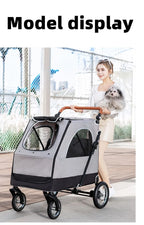 STLFLuxury PET STROLLER 4 Wheels Large Size Adjustable Foldable Luxury PET Cage Travel Bag Washable Luxury PET Transport Bag