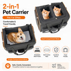 2 in 1 Large Cat Carrier for 2 Cats, Rolling Pet Carrier with Wheels, Expandable Foldable Double Pet Carrier with Removable Divider, Breathable Mesh Oxford, Cat Travel Crate for Car/Camping/Vet, Black