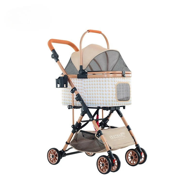 Luxury Pet Stroller Suitable for Travel Washable Pet Stroller Cat and Dog Stroller Lightweight and Foldable Pet Cart MAXFOR 25KG