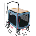 Multifunctional Foldable Camping Cart Large Pet Stroller Trolley with Wooden Table Top Heavy Cart for Outdoor Travel Dog Carrier