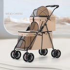 Lightweight Double-layer Pet Stroller Travel Double-layer Pet Stroller Foldable Dog and Cat Pet Outdoor Stroller