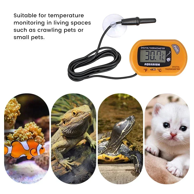 Thermometer Fish Tank Aquarium Electronic Digital Reptile Turtle Diving Pet Box Suction Cup Waterproof Electronic Thermometer