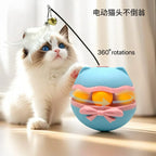 Electric Cat Roller Tumbler Toy with Feather Stick — Interactive Sports Teaser for Indoor Cats