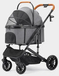 Travel for Small and Medium Dogs and Cats, 4 Wheels, Folding, Detachable Carrier, Breathable, Grey